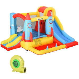 Outsunny Outsunny 9.5ft Bouncy Castle with Basket and Slide - One Size